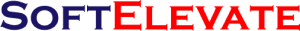 Das Logo zeigt das Wort SoftElevate mit Soft in Blau und ELEVATE in fetten roten Großbuchstaben auf hellem Hintergrund.